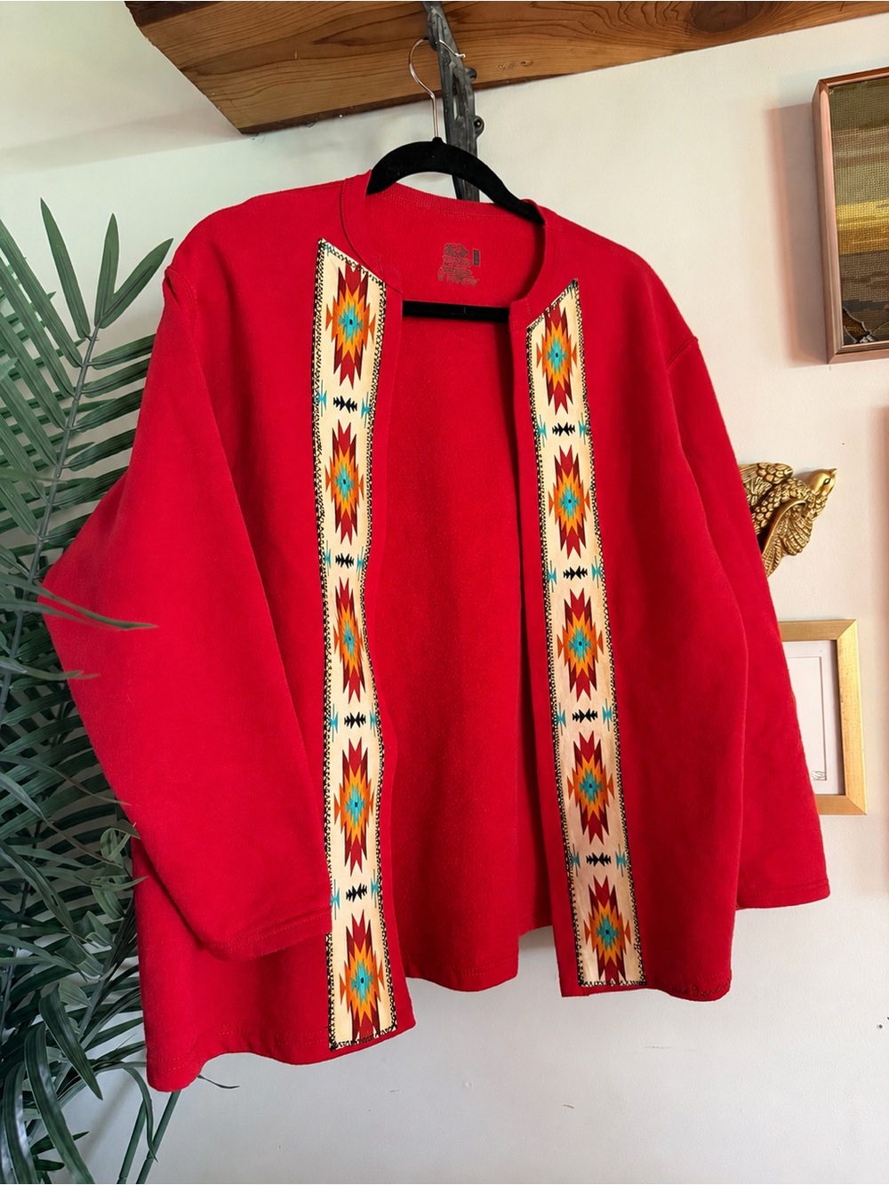 Vintage Southwestern style Open-Front Sweatshirt Cardigan